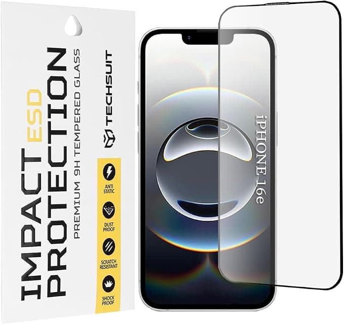 Калено стъклено защитно покритие за дисплея на iPhone 17e, iPhone 16e - Techsuit Full Glue Tempered ESD Glass