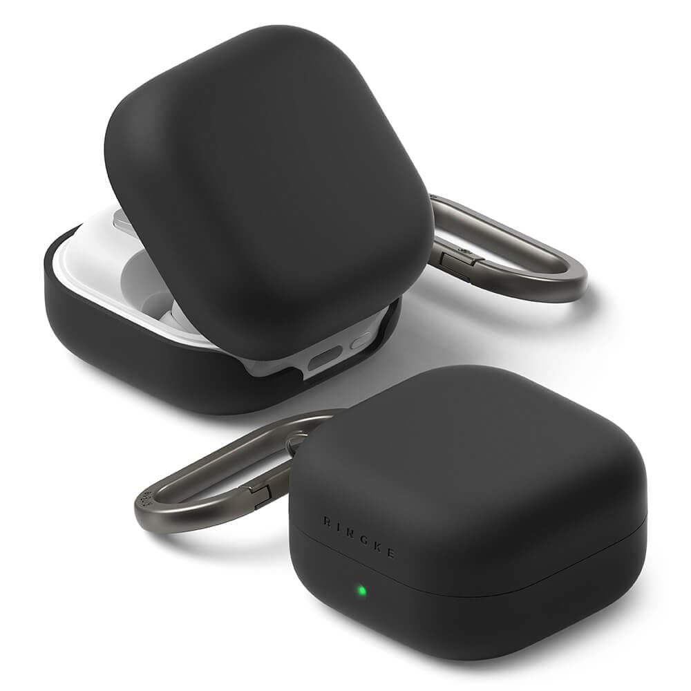 Силиконов (TPU) калъф с карабинер за Samsung Galaxy Buds 4, Buds 4 Pro - Ringke Silicone Hang Case (черен)