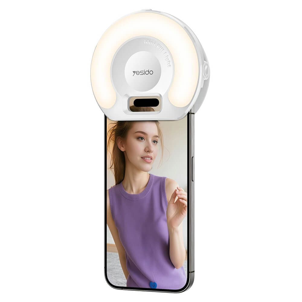LED светлина (селфи ринг) при създаване на съдържание за смартфони - Уesido LED Selfie Light with Phone Clip (DH13) (бял)