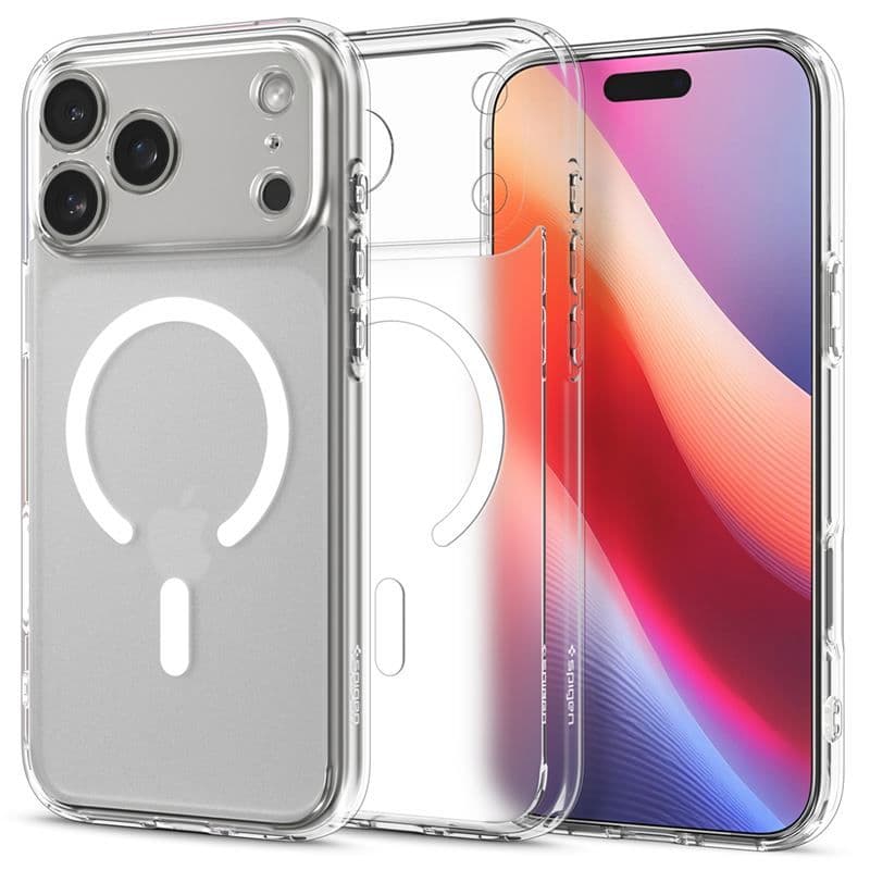 Хибриден кейс с висока степен на защита с MagSafe за iPhone 17 Pro Max - Spigen Ultra Hybrid MagSafe Case (прозрачен-бял)