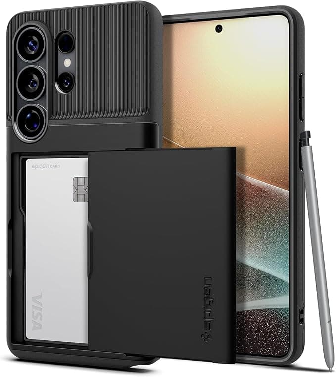 Хибриден удароустойчив кейс с отделение за кр. карти за Samsung Galaxy S26 Ultra - Spigen Slim Armor CS Case (черен)