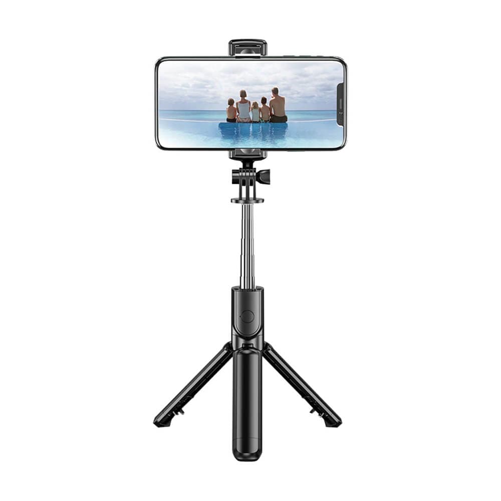 Разтегаем безжичен селфи стик и трипод за мобилни телефони 68 см - Techsuit Selfie Stick (S03) (черен)