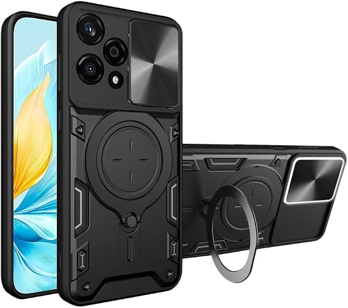 Хибриден удароустойчив кейс с вградена поставка за Honor 200 Lite - Techsuit CamGuard Pro Case (черен)