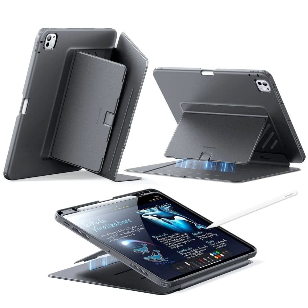 Удароустойчив хибриден кейс за iPad Pro 11 (2024), iPad Pro 11 (2025) - ESR Flip Hybrid Protective Stand Case (черен)