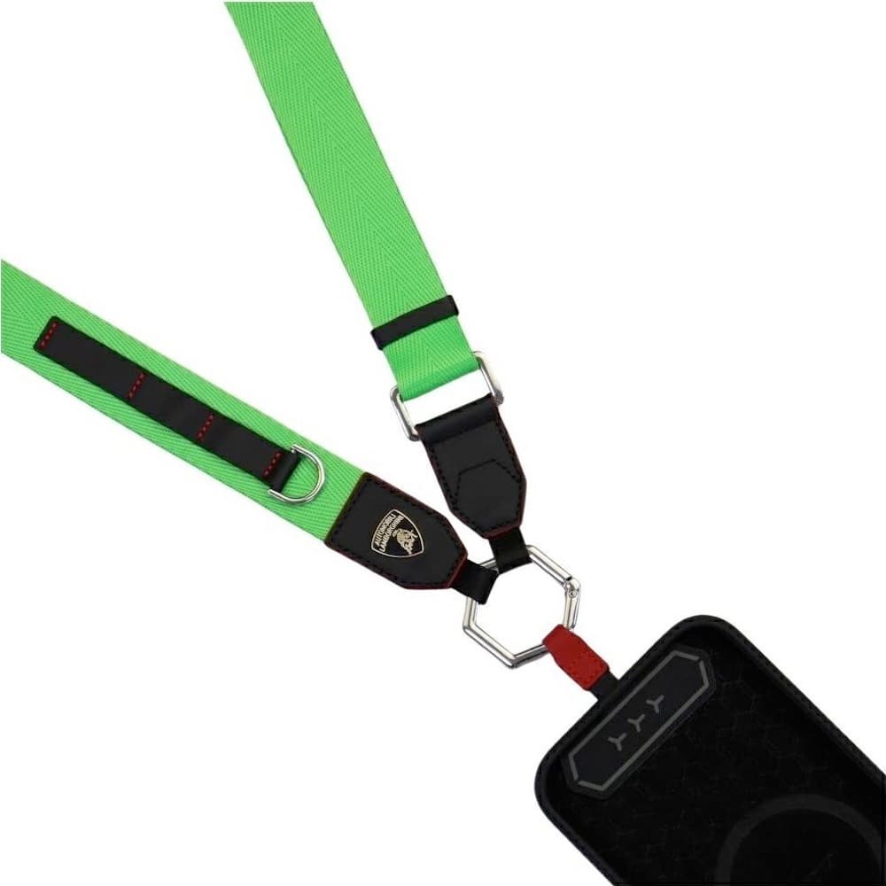 Универсална връзка за носене през врата за смартфони - Lamborghini D1 Webbing Universal Crossbody Strap (зелен)