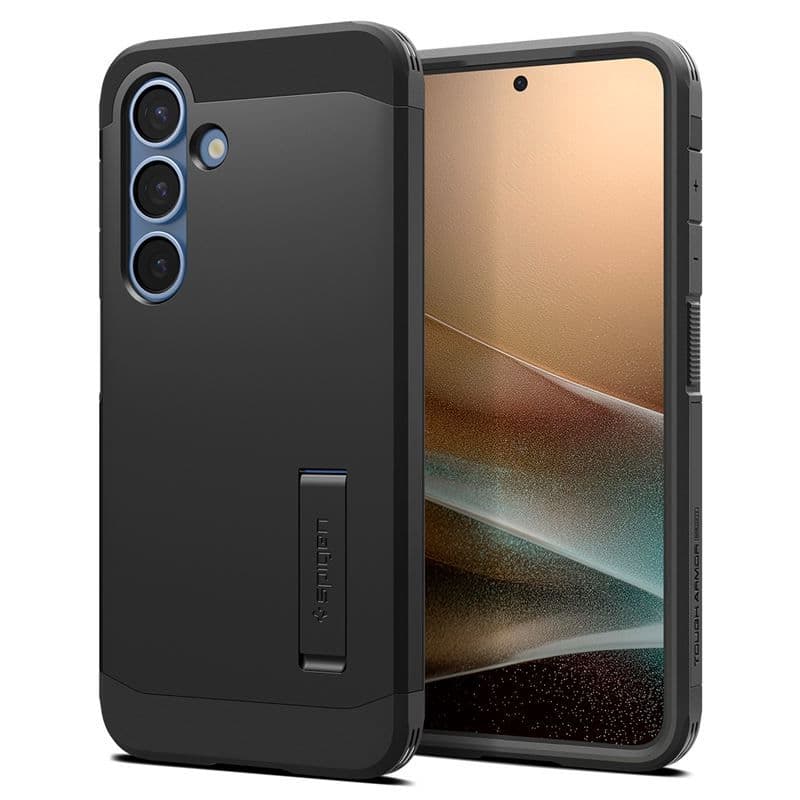 Хибриден кейс с най-висока степен на защита с MagSafe за Samsung Galaxy S25 - Spigen Tough Armor MagSafe Case (черен)