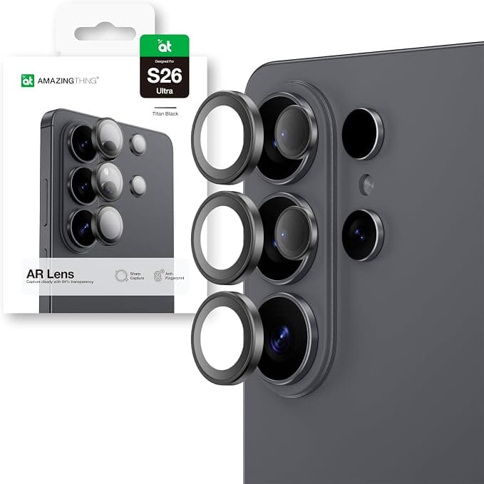 Предпазни стъклени лещи за камерата на Samsung Galaxy S26 Ultra - AmazingThing Radix AR Tempered Glass Camera Lens Protector (черен)