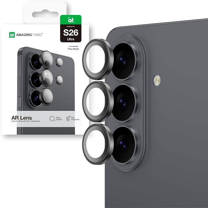 Предпазни стъклени лещи за камерата на Samsung Galaxy S26 - AmazingThing Radix AR Tempered Glass Camera Lens Protector (черен)