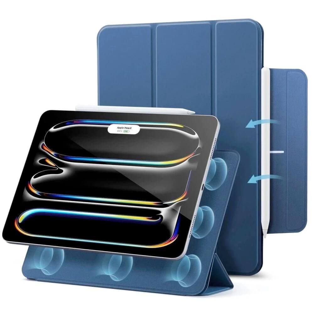 Магнитен полиуретанов калъф с поставка за iPad Pro 11 (2024), iPad Pro 11 (2025) - ESR Rebound Magnetic Case (тъмносин)
