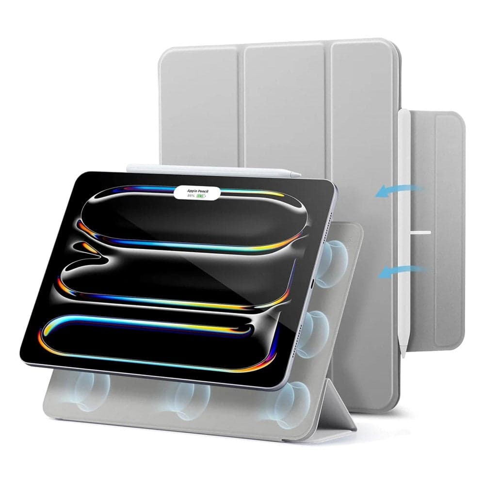 Магнитен полиуретанов калъф с поставка за iPad Pro 13 (2025), iPad Pro 13 (2024) - ESR Rebound Magnetic Case (сив)
