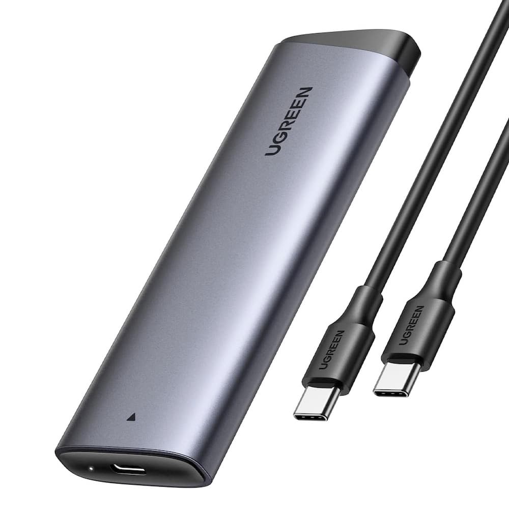 Алуминиева външна кутия с USB-C за M.2 NVMe SATA SSD дискове - Ugreen USB-C External M.2 NVMe SATA SSD USB 3.2 Gen 2 Enclosure (сив)