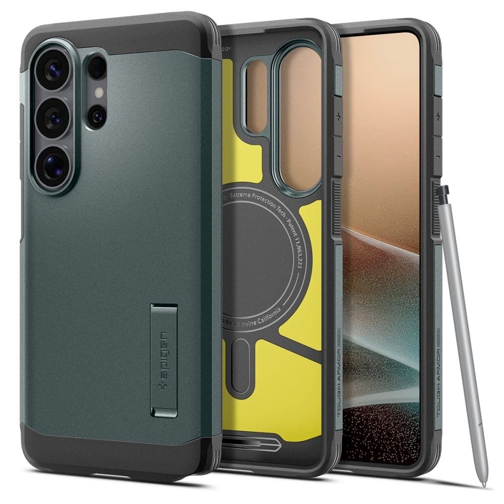 Хибриден кейс с най-висока степен на защита с MagSafe за Samsung Galaxy S26 Ultra - Spigen Tough Armor MagSafe Case (тъмнозелен)