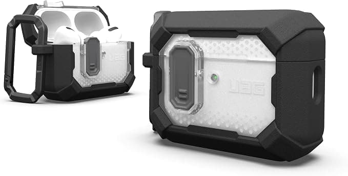 Хибриден удароустойчив кейс с карабинер за Apple AirPods Pro 3 - Urban Armor Gear Plasma Hybrid Case (черен-прозрачен)