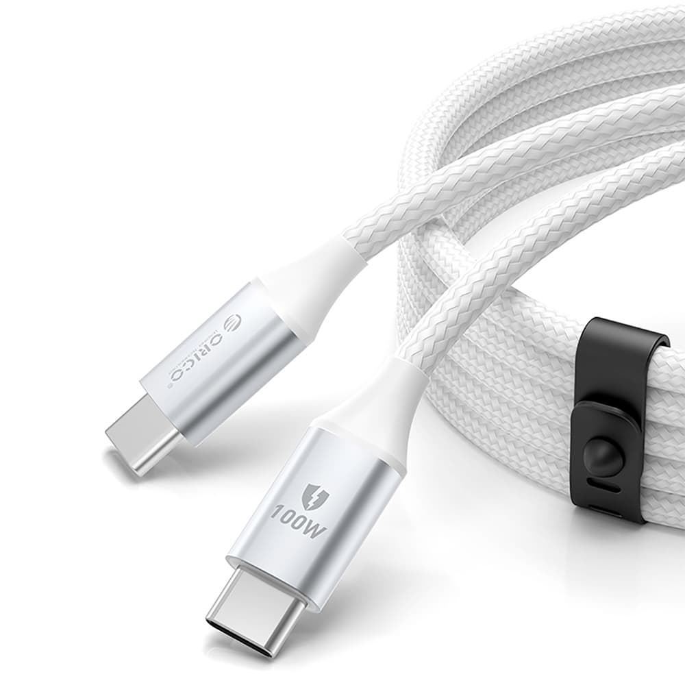 Кабел с бързо зареждане за устройства с USB-C порт - Orico CDX USB-C to USB-C Fast Charging Cable 100W (бял) (100 см)