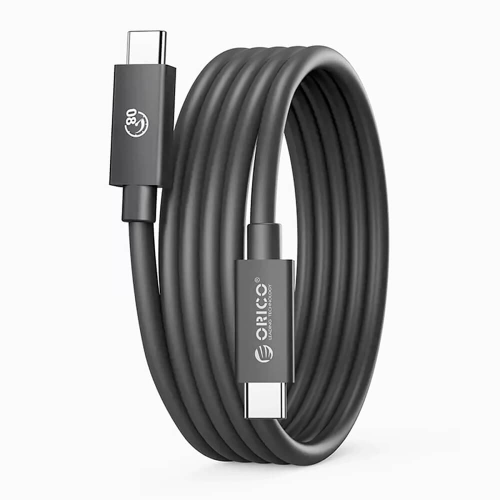 Thunderbolt 5 (USB-C) кабел за Apple продукти и устройства с USB-C порт - Orico USB4 Thunderbolt 5 USB-C to USB-C 240W Cable (100 см) (черен)