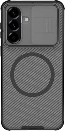 Хибриден удароустойчив кейс с MagSafe за Samsung Galaxy A57 - Nillkin CamShield Pro Magnetic Hard Case (черен-прозрачен)