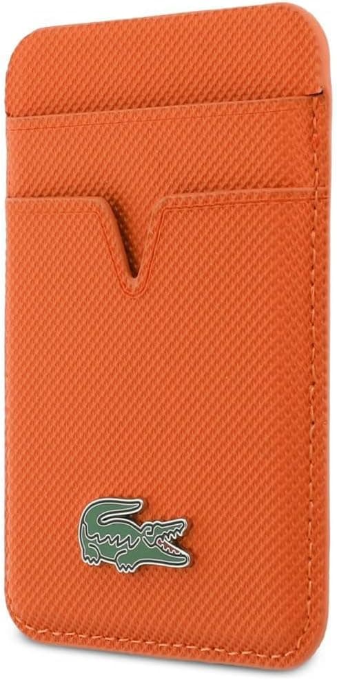 Кожен портфейл (джоб) за прикрепяне към iPhone с MagSafe - Lacoste PU Iconic Petit Pique MagSafe Magnetic Wallet (оранжев)