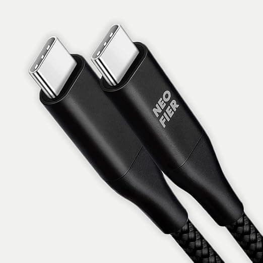 Здрав кабел с въжена оплетка и бързо зареждане за устройства с USB-C порт - Neofier Braided USB-C to USB-C Fast Charging Cable 60W (100 см) (черен)