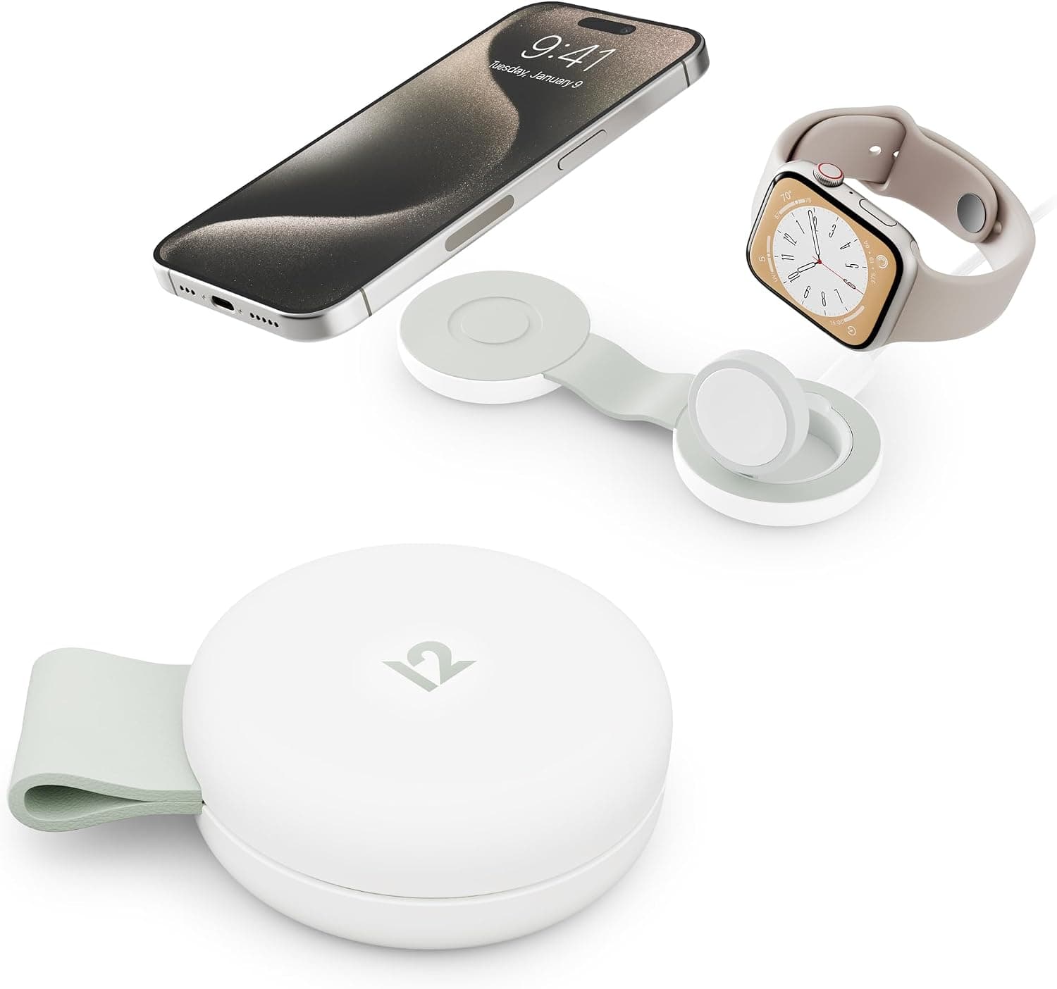 Двойна поставка (пад) за безжично зареждане за iPhone с Magsafe и Apple Watch - TwelveSouth ButterFly SE 2-in-1 Qi2 Magnetic Wireless Charging Pad 15W