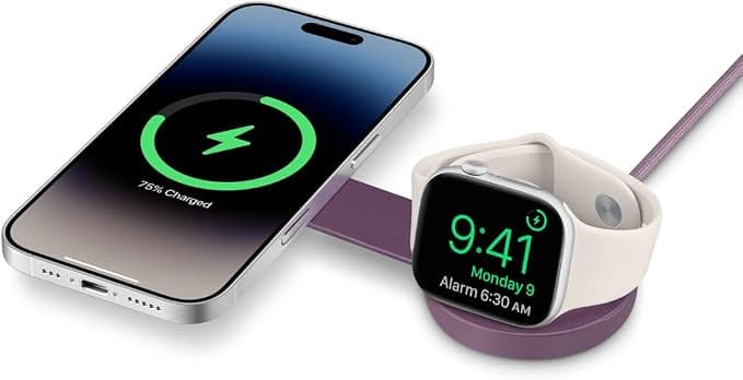 Двойна поставка (пад) за безжично зареждане за iPhone с Magsafe и Apple Watch - TwelveSouth ButterFly SE 2-in-1 Qi2 Magnetic Wireless Charging Pad 15W
