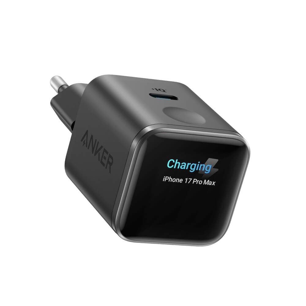 Захранване за ел. мрежа за USB-C порт с технология за бързо зареждане - Anker Nano 45W USB-C Wall Charger With Smart Display (черен)