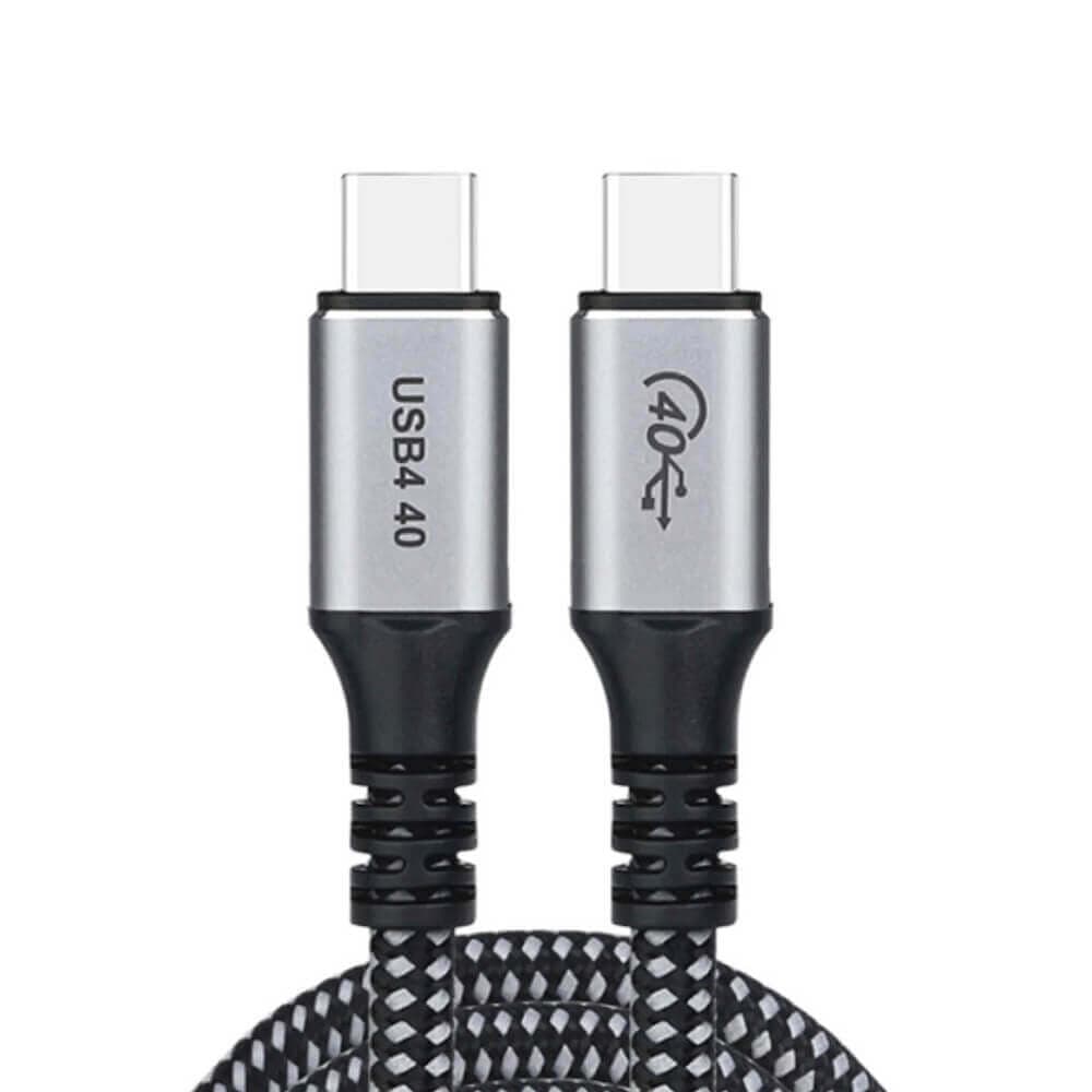 Здрав USB4 кабел с въжена оплетка и дисплей, за устройства с USB-C порт - Choetech XCC-1040 USB4 USB-C to USB-C Cable 240W (120 см) (черен)