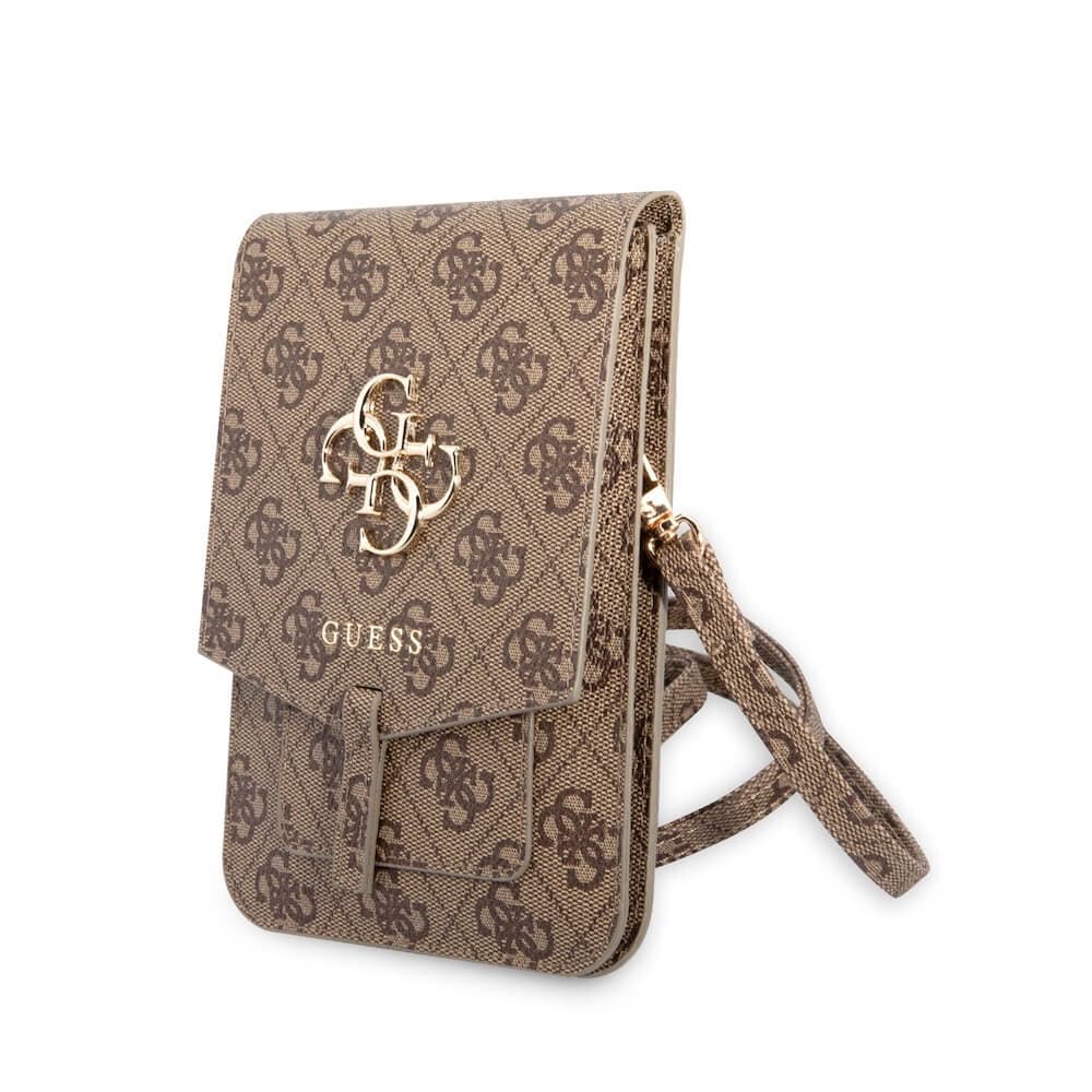 Кожена чанта (портфейл) с презрамка - Guess PU 4G Metal Logo Wallet Universal Phone Bag (кафяв)