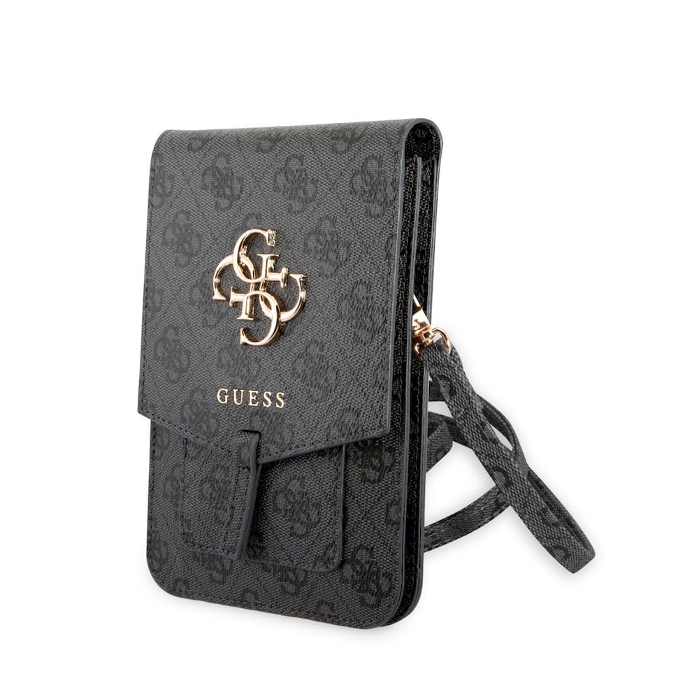Кожена чанта (портфейл) с презрамка - Guess PU 4G Metal Logo Wallet Universal Phone Bag (черен)