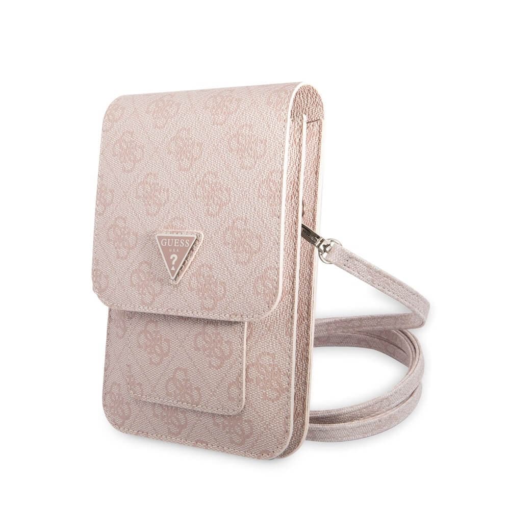 Кожена чанта (портфейл) с презрамка - Guess PU 4G Triangle Logo Wallet Universal Phone Bag (розов)