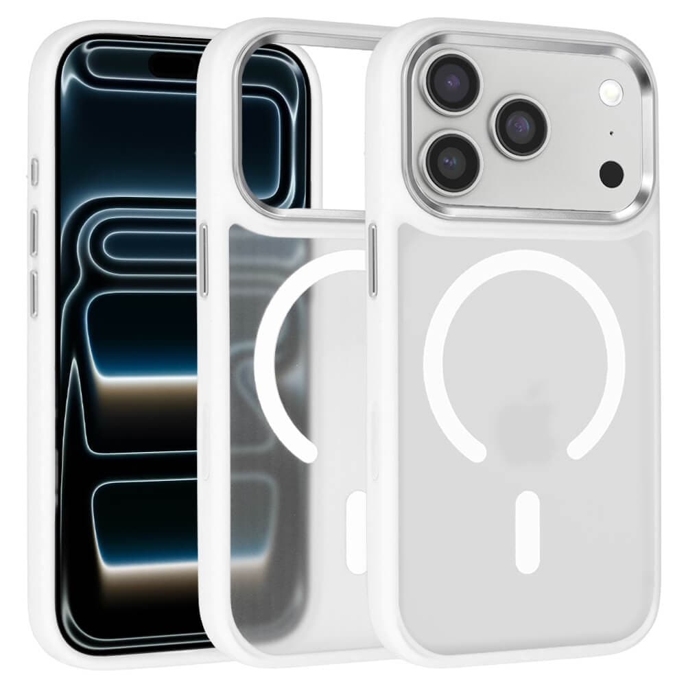 Хибриден удароустойчив кейс с MagSafe за iPhone 17 Pro Max - Liavec Cloudy Case with Metal Camera Frame (бял)