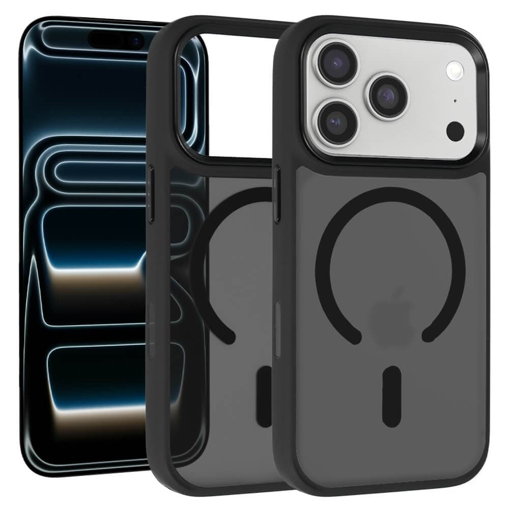 Хибриден удароустойчив кейс с MagSafe за iPhone 17 Pro Max - Liavec Cloudy Case with Metal Camera Frame (черен)