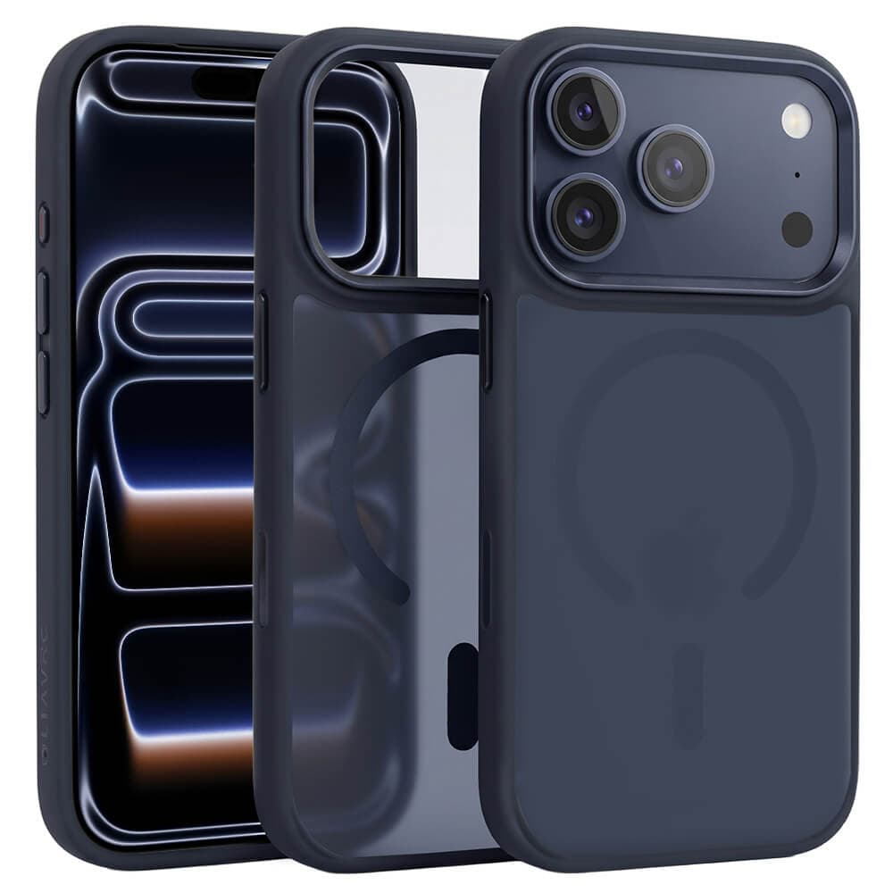 Хибриден удароустойчив кейс с MagSafe за iPhone 17 Pro Max - Liavec Cloudy Case with Metal Camera Frame (тъмносин)