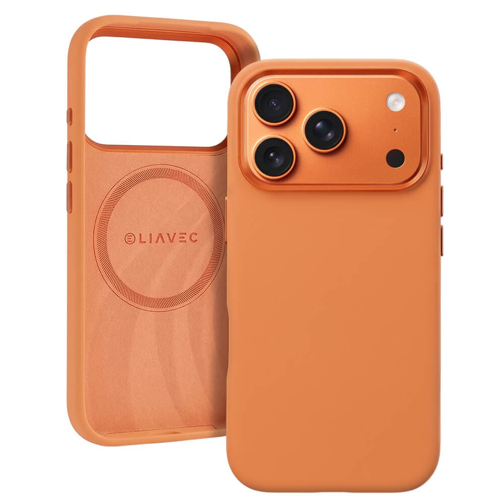 Силиконов (TPU) калъф с MagSafe за iPhone 17 Pro - Liavec Silk Shield Case (оранжев)