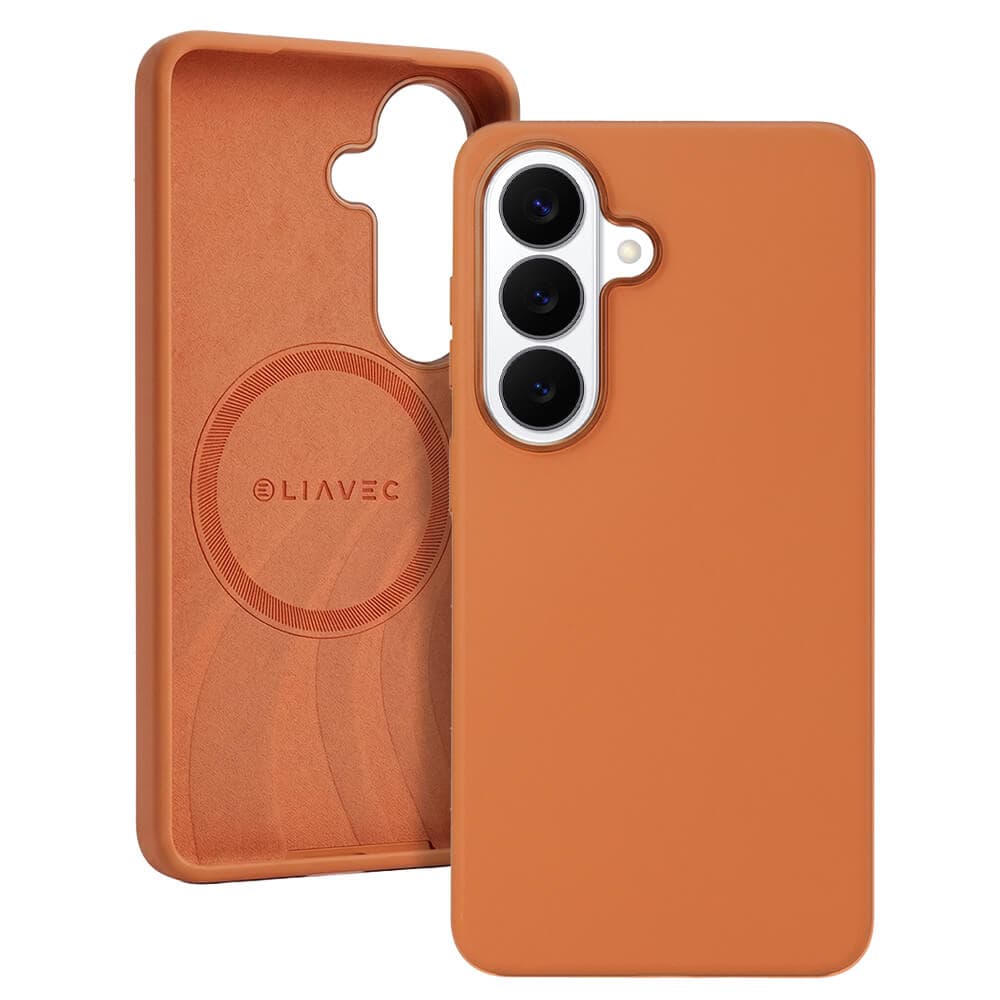 Силиконов (TPU) калъф с MagSafe за Samsung Galaxy S26 - Liavec Silk Shield Case with Metal Camera Frame (оранжев)