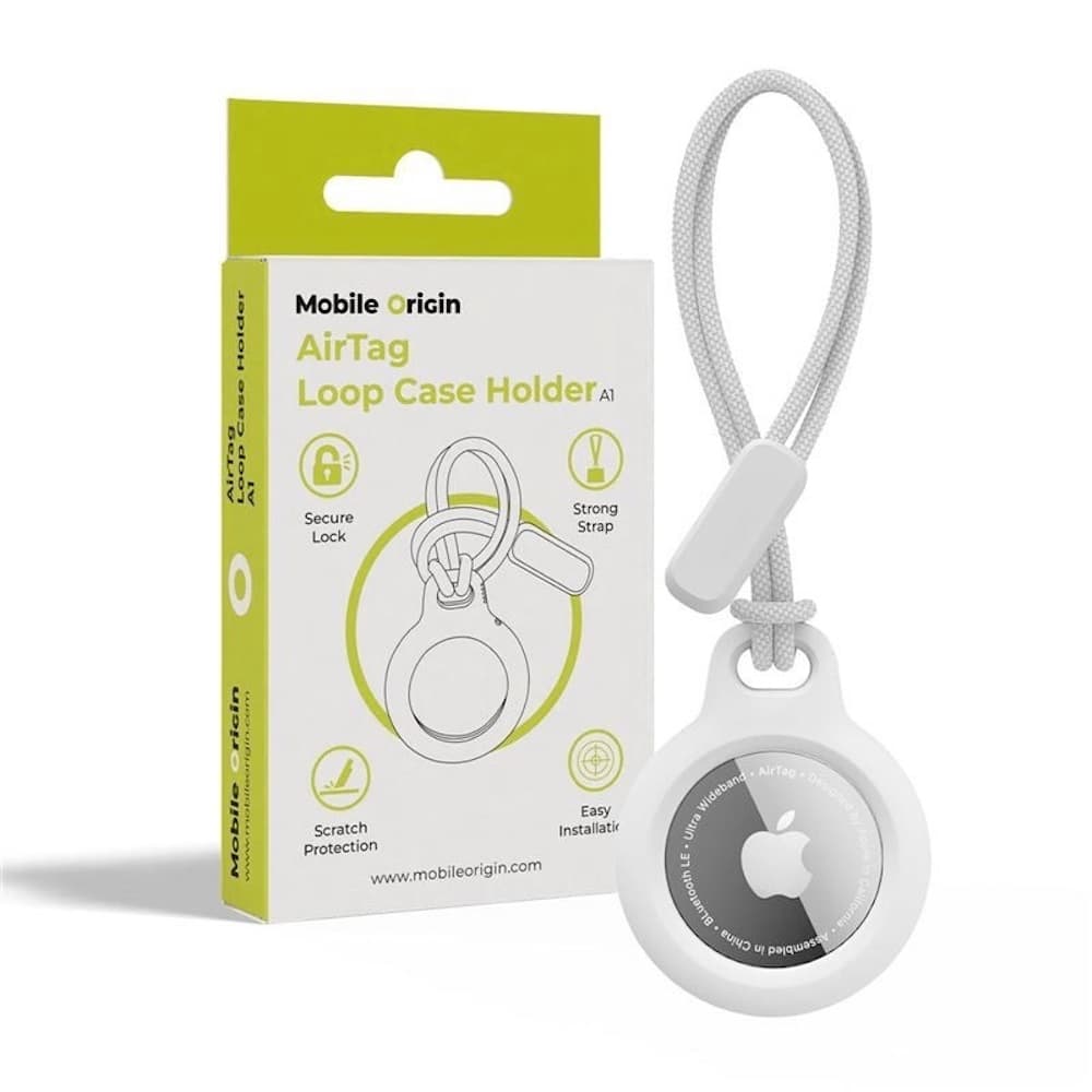 Поликарбонатов кейс с връзка за Apple AirTag - Mobile Origin A1 AirTag Loop Case Holder (бял)