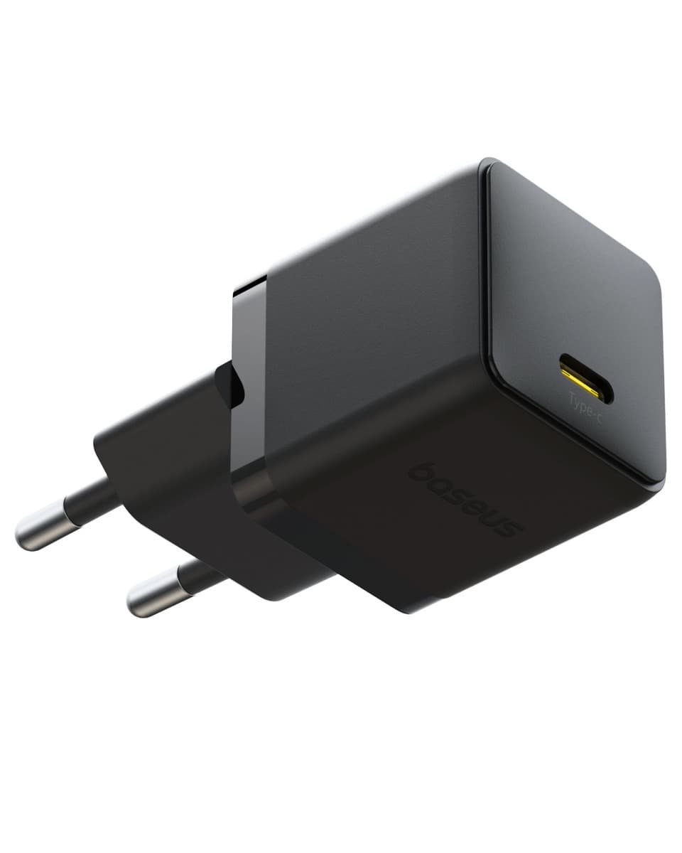 Захранване за ел. мрежа с USB-C изход с технология за бързо зареждане - Baseus Palm 1C USB-C PD Wall Charger 20W (черен)