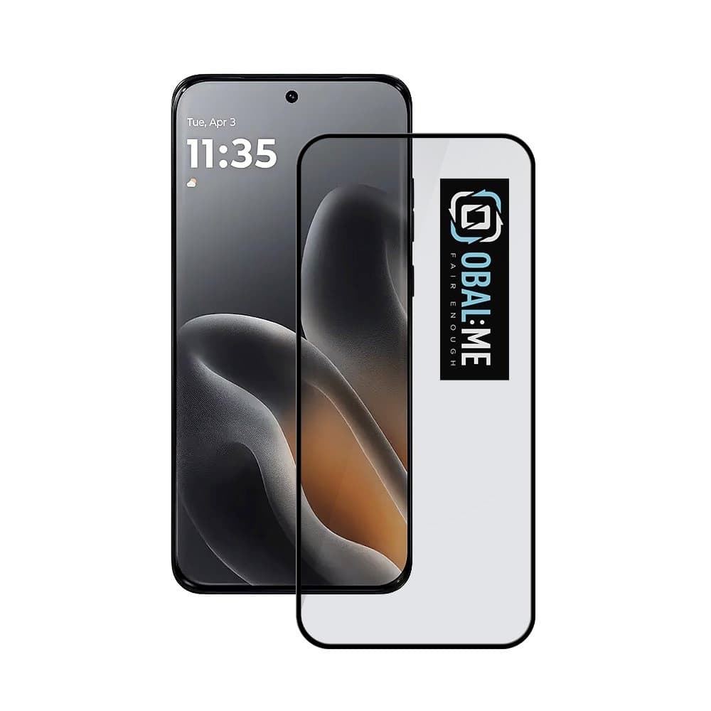 Обхващащо и ръбовете стъклено защитно покритие за дисплея на Motorola Edge 70 Fusion - OBALME Tempered Glass Screen Protector 5D (черен-прозрачен)