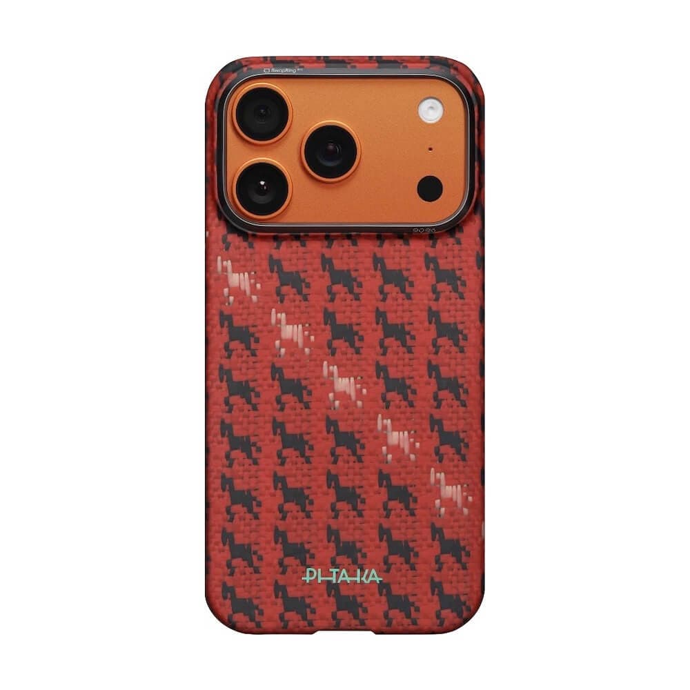 Кевларен кейс с MagSafe за iPhone 17 Pro Max - Pitaka Happiness Rides Cinnebar Steed Edge Ultra Slim Aramid Fiber Case