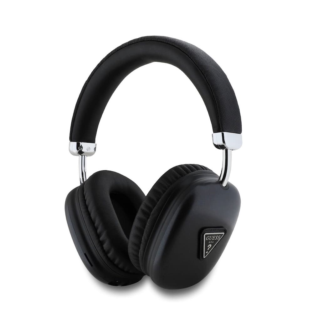 Безжични блутут слушалки с микрофон за мобилни устройства - Guess PU Saffiano Triangle Logo ENC Bluetooth Over-Ear Headphones (черен)