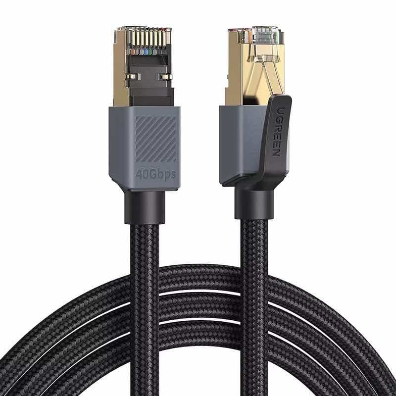 Здрав Gigabit Ethernet RJ45 Cat8 кабел с въжена оплетка - Ugreen NW343 RJ45 Cat8 F/FTP, 40 Gbps, 2000 Mhz Gigabit Network Cable (500 см)