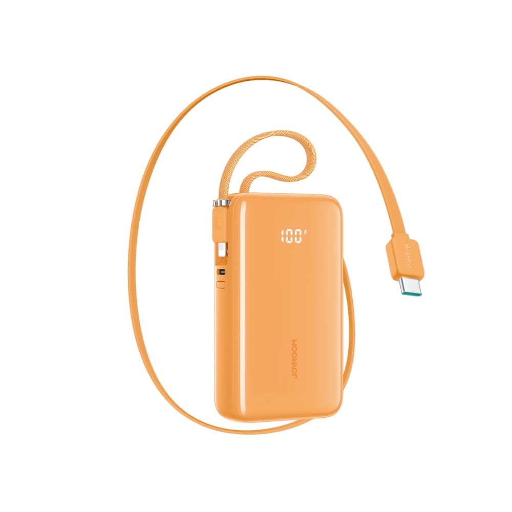 Външна батерия с вграден USB-C и Lightning кабел и USB-C порт - Joyroom JR-PR2L Power Bank With USB-C And Lightning Cables 35W 10000mAh (оранжев)