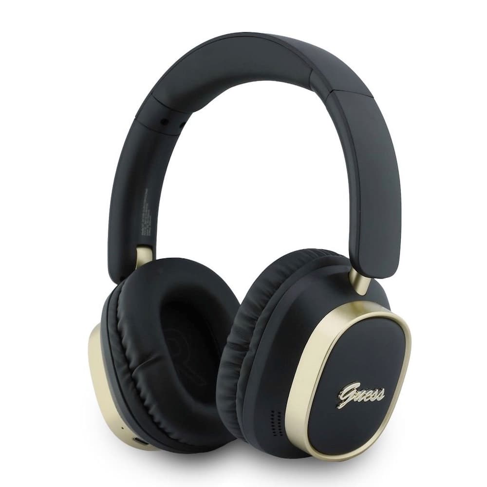 Безжични блутут слушалки с микрофон за мобилни устройства - Guess Rectangle Metal Script Logo ENC Wireless Over-Ear Headphone (черен)