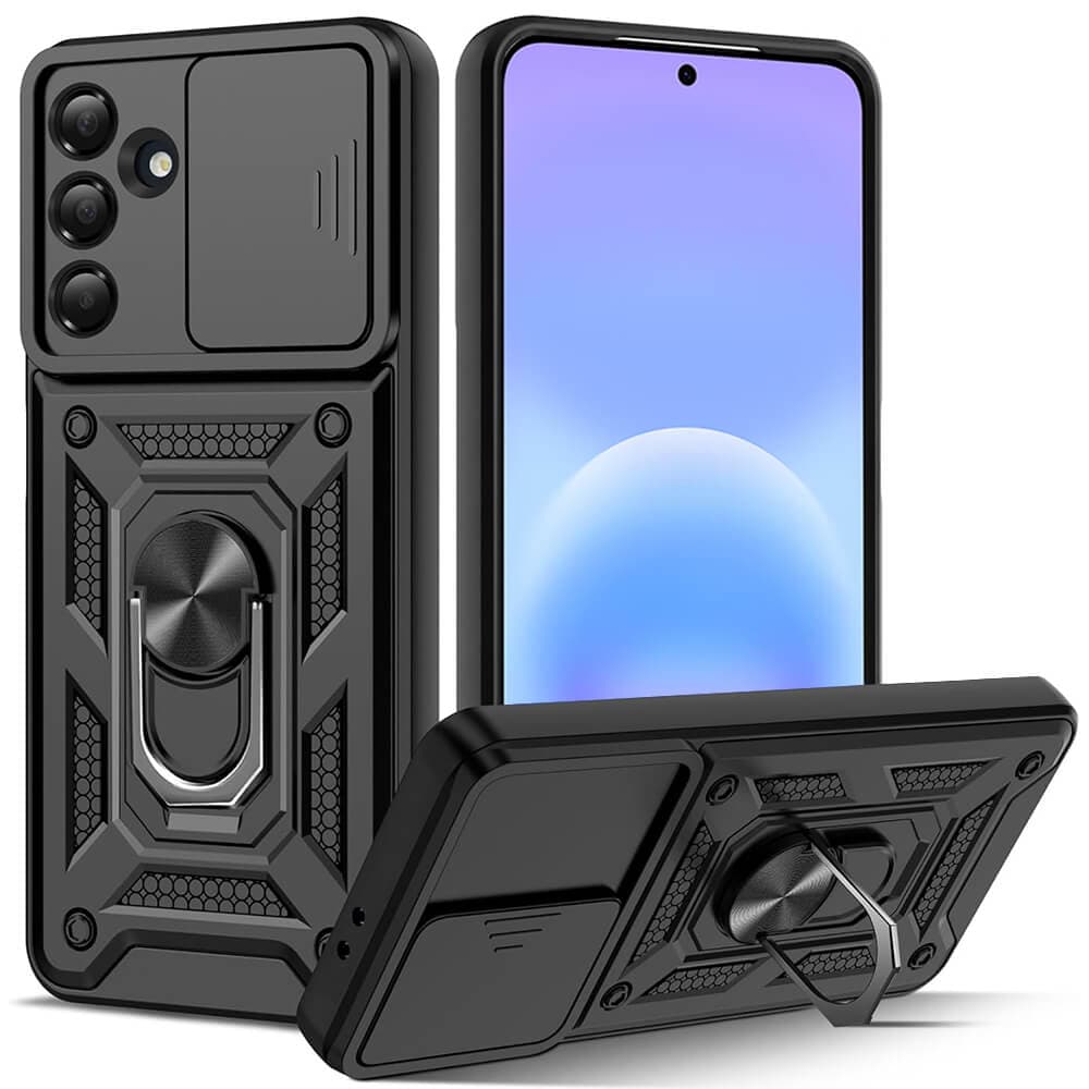 Хибриден удароустойчив кейс с пръстен против изпускане за Samsung Galaxy A57 5G - Techsuit CamShield Case (черен)