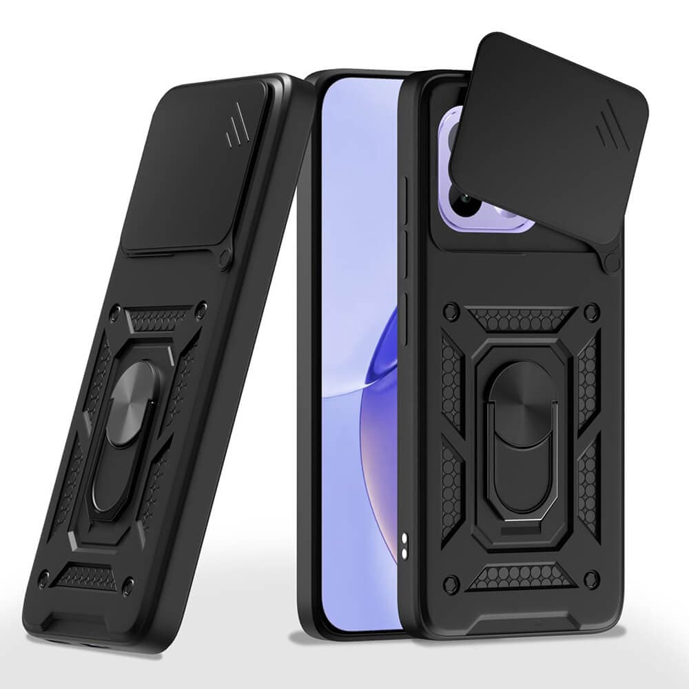 Хибриден удароустойчив кейс с пръстен против изпускане за Realme 16 Pro - Techsuit CamShield Case (черен)