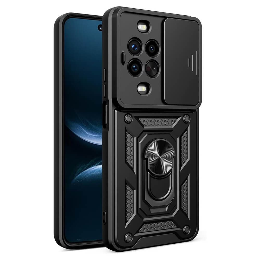 Хибриден удароустойчив кейс с пръстен против изпускане за Huawei Нova 14 Pro - Techsuit CamShield Case (черен)