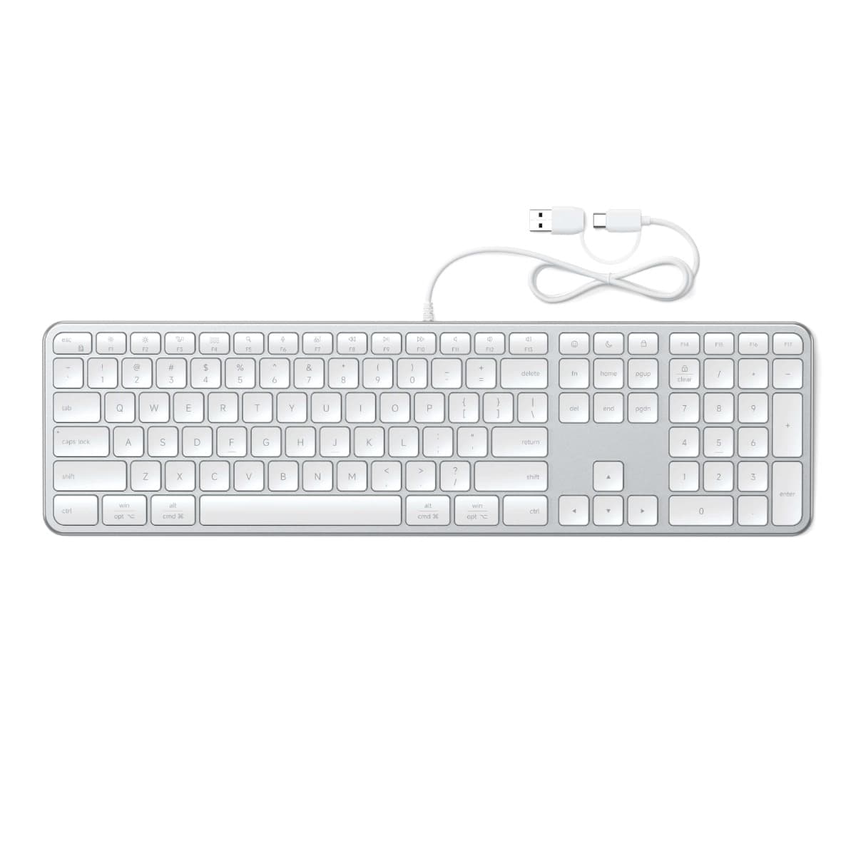 Качествена жична (USB-C) клавиатура за Mac, PC и други мобилни устройства - Satechi Slim LX3 Wired Keyboard (сребрист)