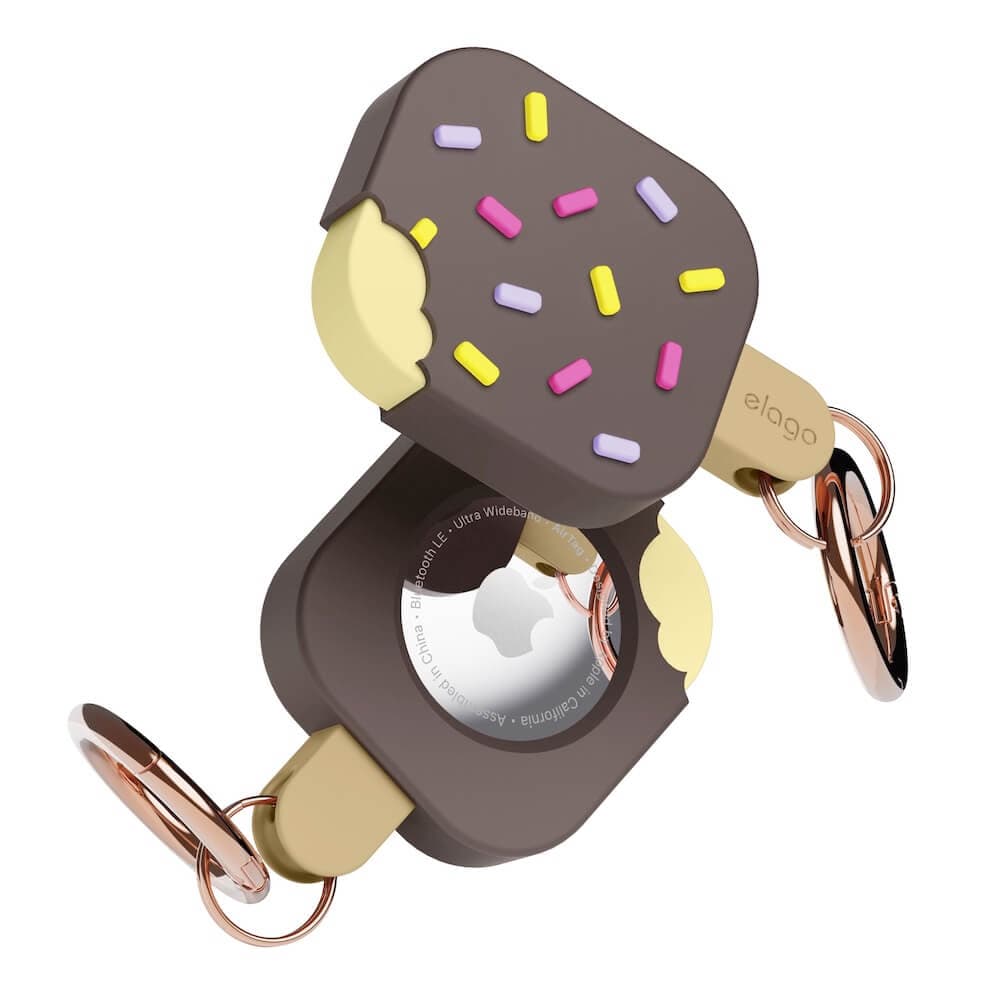 Силиконов ключодържател за Apple AirTag - Elago AirTag Ice Cream Case (кафяв)