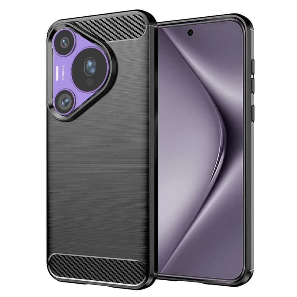 Тънък силиконов (TPU) калъф за Huawei Pura 70 Pro - Techsuit Carbon Silicone Case (черен)