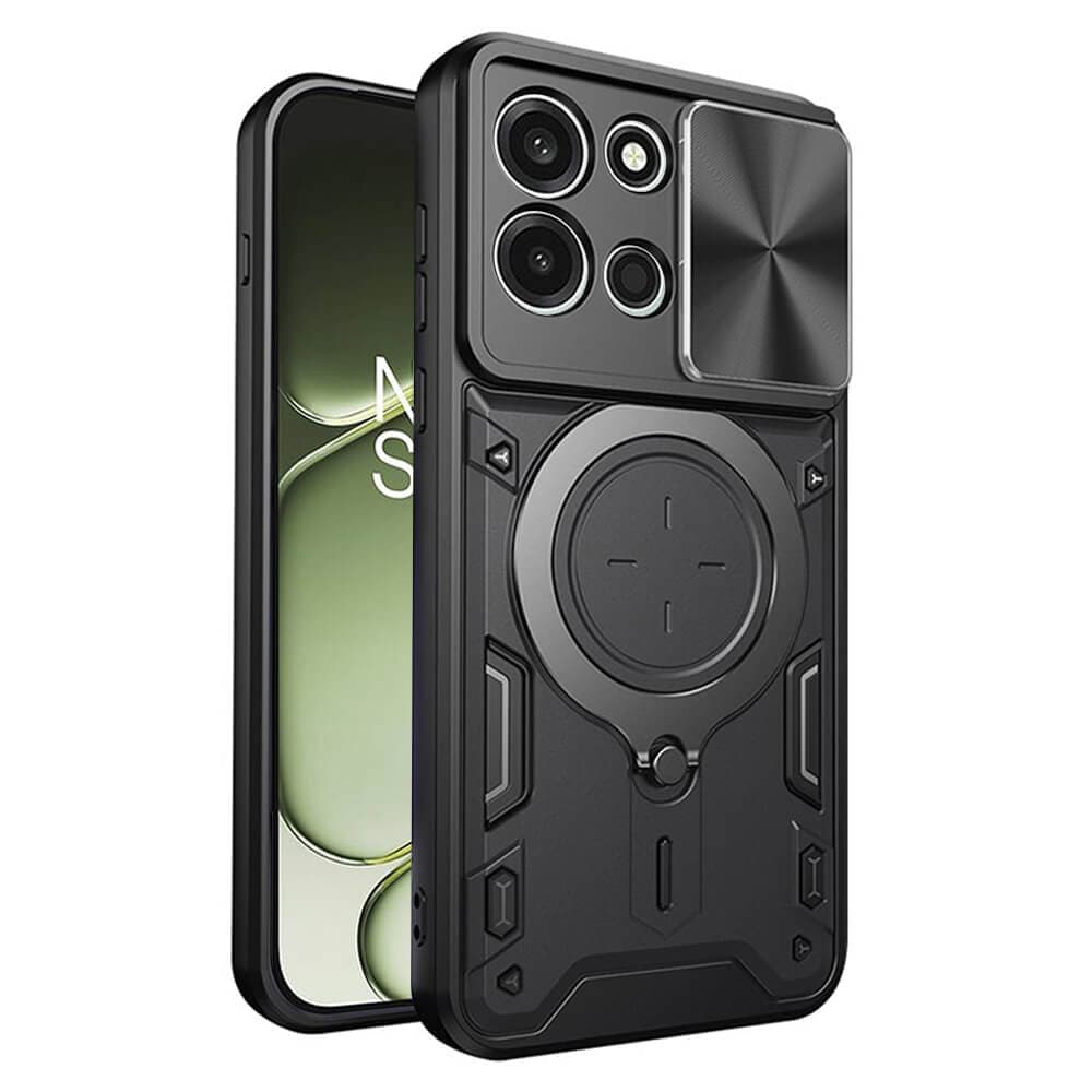 Хибриден удароустойчив кейс с вградена поставка за OnePlus Nord 6 - Techsuit CamGuard Pro Case (черен)