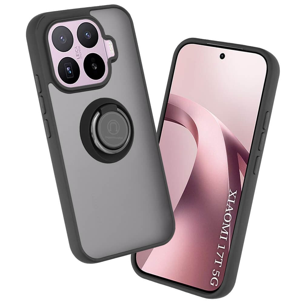Хибриден удароустойчив кейс с пръстен против изпускане за Xiaomi 17T - Techsuit Glinth Hybrid Case (черен-прозрачен)